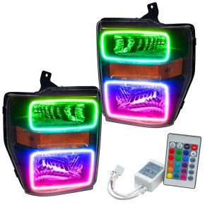 Ford F350 Headlight Assemblies - ORACLE Lighting - ColorSHIFT w/ Simple Controller - Black - `08-`10 Ford F350 Headlight Assemblies - ORACLE Lighting - ColorSHIFT w/ Simple Controller - Black - `08-`10